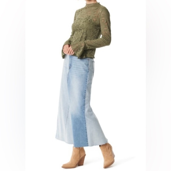 NWT Jessica Simpson Maxi Denim Light wash Skirt size 12 - Picture 1 of 6